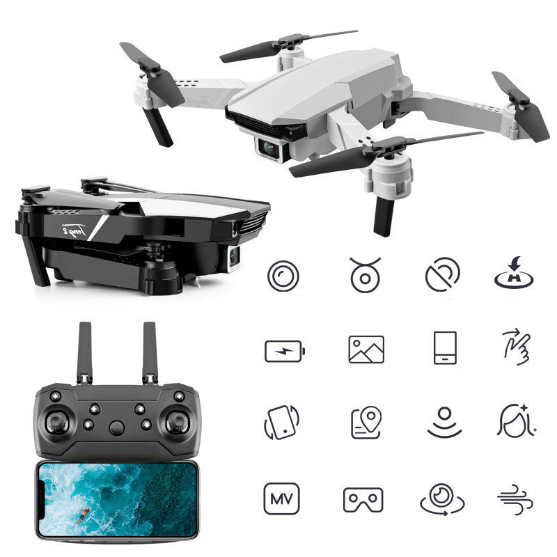 Dron plegable con control remoto y cámara dual 4K.